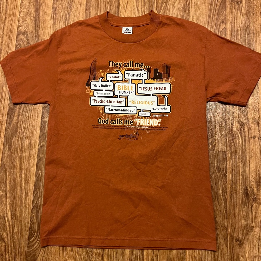 Vintage Christian Shirt Adult Medium Gardenfire John‎ 15:13-15 Faith Jesus